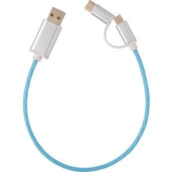 Кабель USB для зарядки устройств "P302.295" с подсветкой, 3 в 1, синий