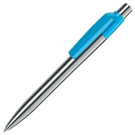 Ручка шариковая автоматическая "Mood Metal M M1" серебристый/голубой