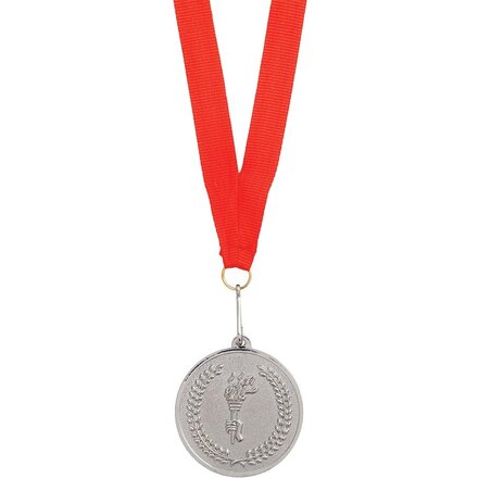 Медаль наградная на ленте "Серебро" серебристый