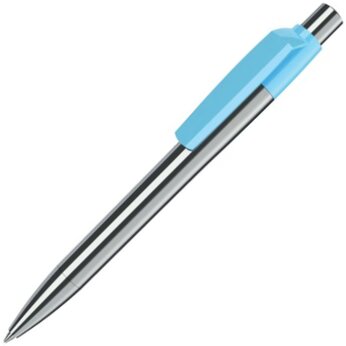 Ручка шариковая автоматическая "Mood Metal M M1" серебристый/светло-голубой