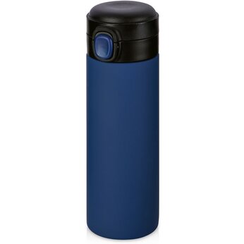 Вакуумная термокружка Waterline c кнопкой «Guard», 400 мл, тубус, темно-синий