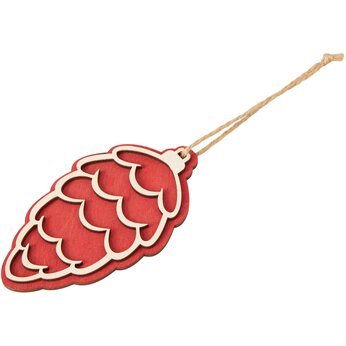 Подвеска шишка с цветной подложкой, красная подложка