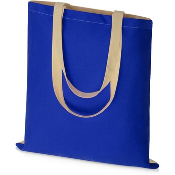 Сумка для шопинга Twin двухцветная из хлопка, 180 г/м2, синий/натуральный