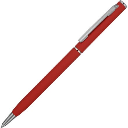 Ручка шариковая автоматическая "Атриум" красный/серебристый