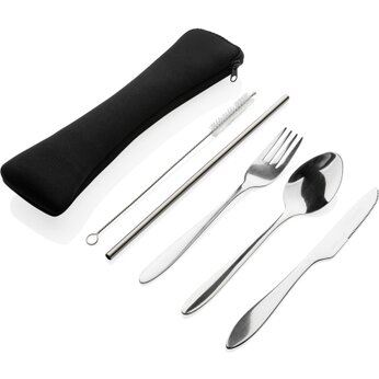 Набор столовых приборов "P269.632" в чехле, серебристый/белый