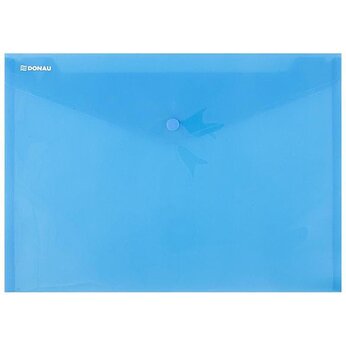 Папка-конверт на кнопке "Donau", A4, прозрачный/синий