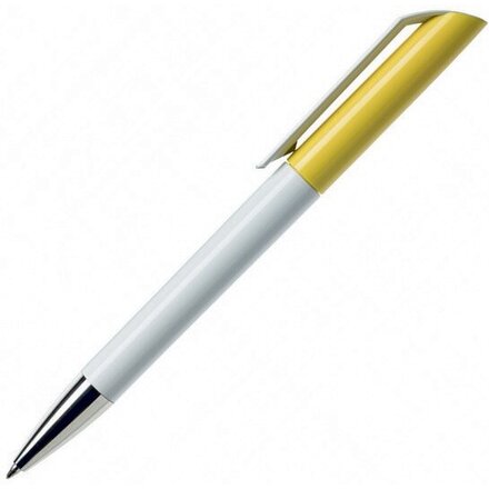 Ручка шариковая автоматическая "Flow BC CR" белый/желтый