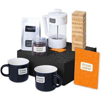 Подарочный набор «Re:y. Together»  с френчпрессом, кружками и дженгой
