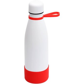Термобутылка  "Olivia To Go" с манжетой, белый/красный