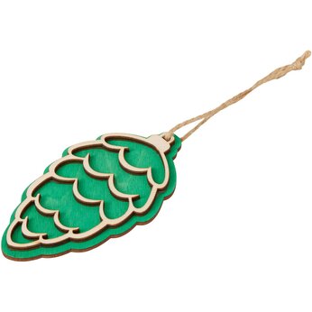 Подвеска шишка с цветной подложкой, зеленая подложка