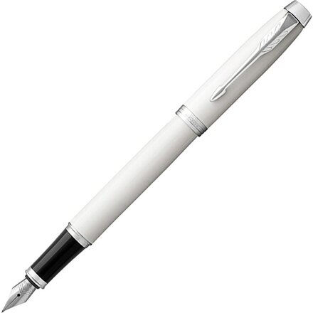 Перьевая ручка Parker IM Metal White CT, перо: F , цвет чернил: blue, в подарочной упаковке.