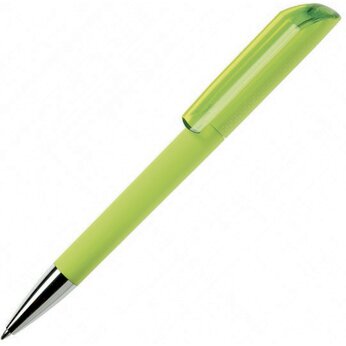 Ручка шариковая автоматическая "Flow T-GOM 30 CR" софт-тач, лимонный/серебристый