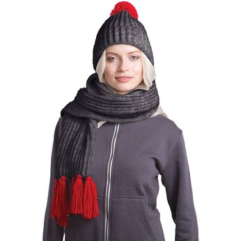 Набор "GoSnow" антрацит/красный: шарф и шапка