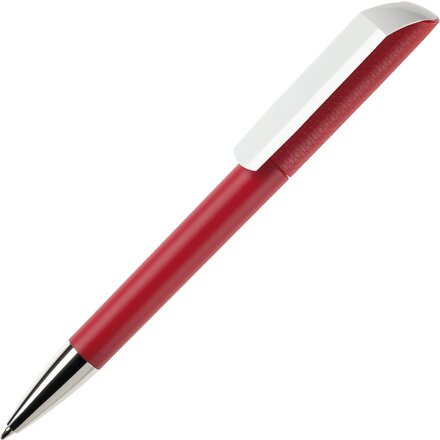 Ручка шариковая автоматическая "Flow T-GOM CB CR" софт-тач, красный/белый/серебристый