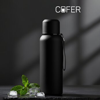 Термос "Travel" с ремешком, черный