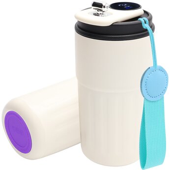 Кружка термическая "Ashly To Go" с дисплеем, белый/бирюзовый/фиолетовый