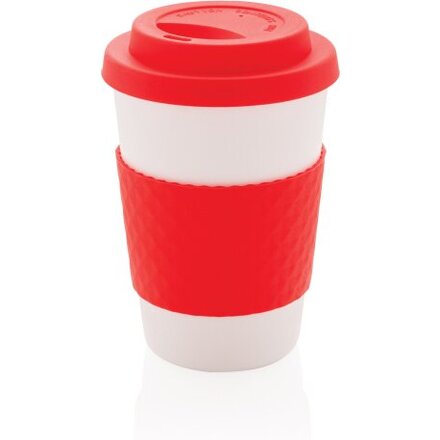 Стакан "P432.674" с крышкой, белый/красный