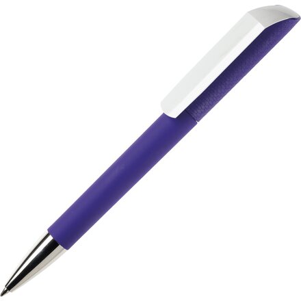 Ручка шариковая автоматическая "Flow T-GOM CB CR" софт-тач, темно-фиолетовый/белый/серебристый