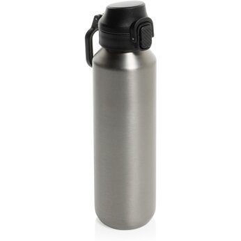 Бутылка для воды "Via" с карабином, серебристый/черный