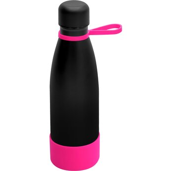 Термобутылка  "Olivia To Go" с манжетой, черный/розовый