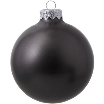 Стеклянный елочный шар "Christmas bauble", черный металлик, с серебристым колпачком в черной коробке