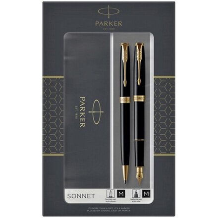 Набор из двух ручек Parker SONNET BLACK GT перьевая и шариковая ручка