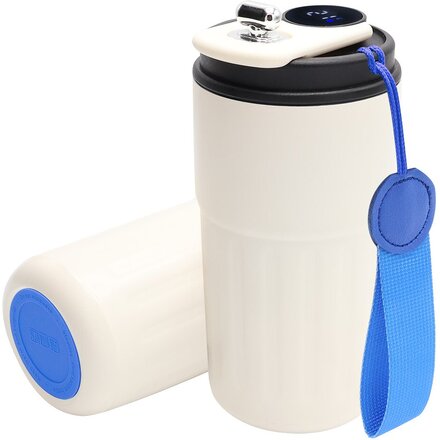 Кружка термическая "Ashly To Go" с дисплеем, белый/ синий