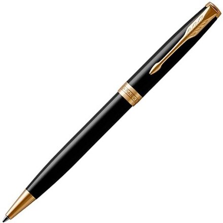 Ручка шариковая автоматическая "Sonnet Lacquer Deep Black GT" черный/золотистый