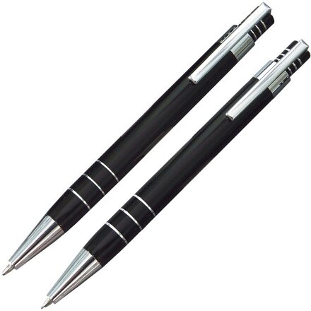 Набор "Эльба" черный/серебристый: ручка шариковая и карандаш механический
