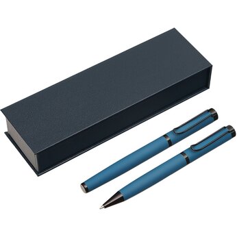 Подарочный набор из 2-х ручек "Black Lama" soft-touch, темно-синий