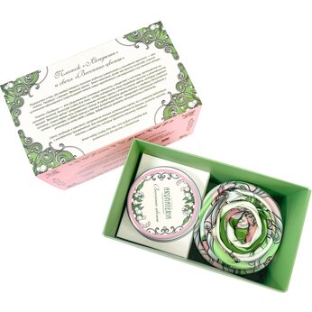 Набор: платок «Ландыши» и свеча «Весенние цветы»