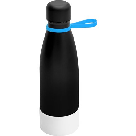 Термобутылка  "Olivia To Go" с манжетой, черный/голубой/белый