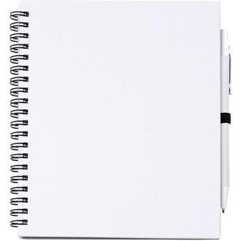 Блокнот LEYNAX с ручкой из переработанного картона, белый