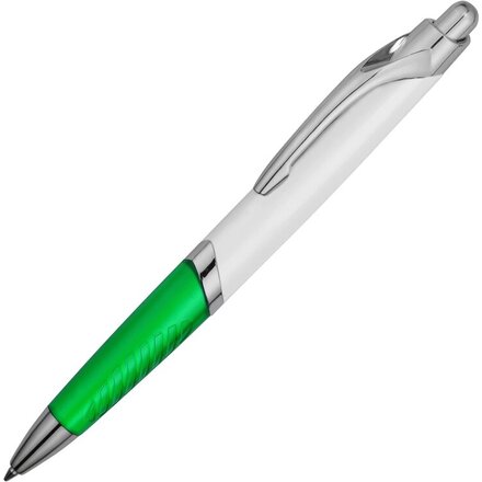Ручка шариковая автоматическая "Призма" белый/зеленый