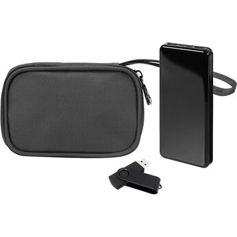 Набор подарочный: Зарядное устройство Power Bank "Sleek 10", карта памяти USB Flash 3.0 32 Gb, органайзер для проводов "Keep Organized S"  