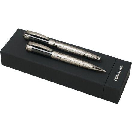 Набор "NPBR687" золотистый/черный: ручка шариковая автоматическая и роллер