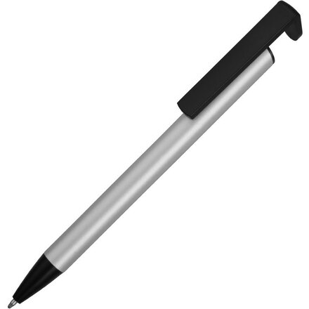 Ручка-подставка шариковая автоматическая "Кипер Металл" серебристый/черный
