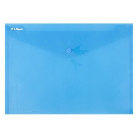 Папка-конверт на кнопке "Donau", A4, прозрачный/синий