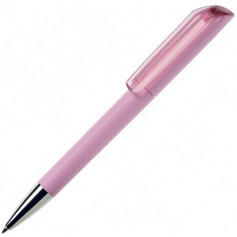 Ручка шариковая автоматическая "Flow T-GOM 30 CR" софт-тач, светло-розовый/серебристый