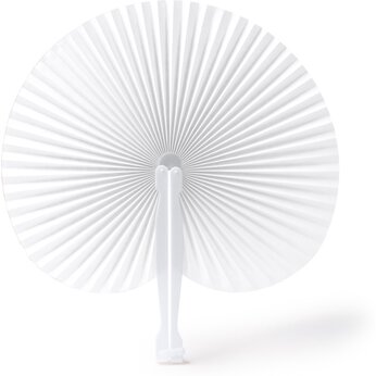 Складной круглый веер-пайпай с пластиковыми стержнями, белый