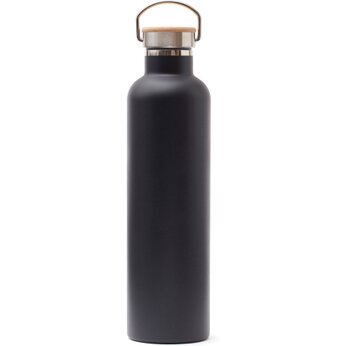 Бутылка для воды "Miles"с кольцом, черный/натуральный/серебристый