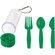 Набор "Pocket" с карабином, зеленый: нож, вилка и ложка