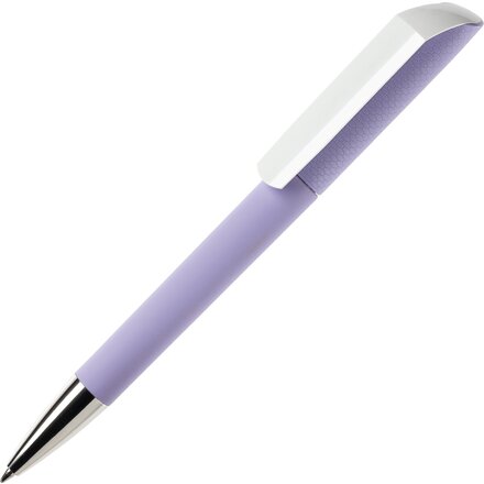Ручка шариковая автоматическая "Flow T-GOM CB CR" софт-тач, светло-фиолетовый/белый/серебристый