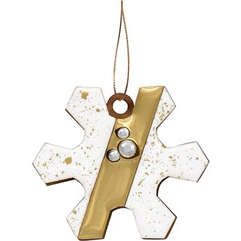 Игрушка елочная "Снежинка", белый/золотистый