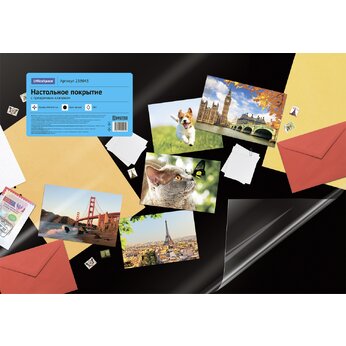 Бювар «OfficeSpace» с прозрачным клапаном, черный