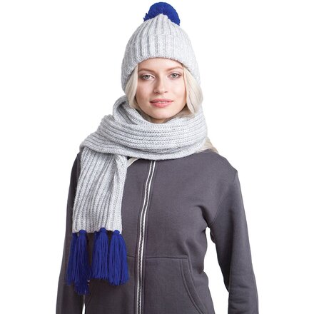 Набор "GoSnow" серый меланж/синий: шарф и шапка