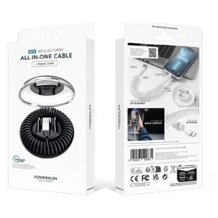 Кабель USB для зарядки устройств "Allroundo eco" 6в1, черный