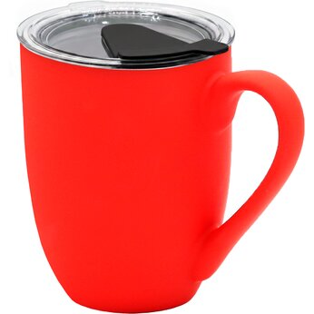 Кружка с крышкой "Velvet Duo", красный/черный