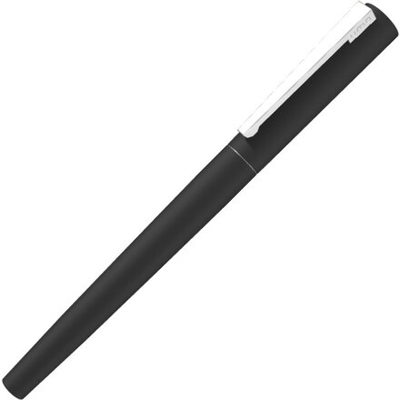 Ручка-роллер "Brush R Gum" софт-тач, черный/серебристый
