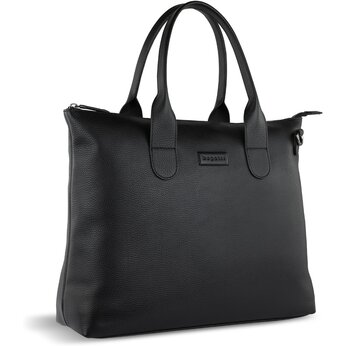 Сумка-шоппер BUGATTI Elsa, чёрная, воловья кожа/полиэстер, 46х11х31,5 см